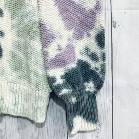 Madewell Tie-Dye Puff-Sleeve Sweater Purple Green White Size XS - Picture 6 of 8